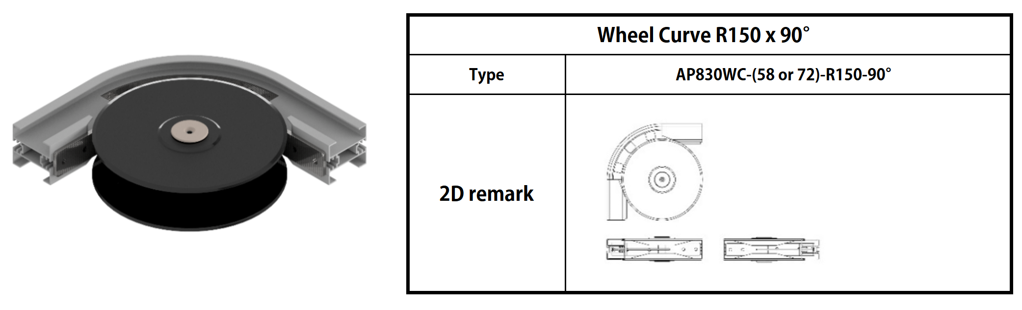 Wheel Curve R150 x 90°
